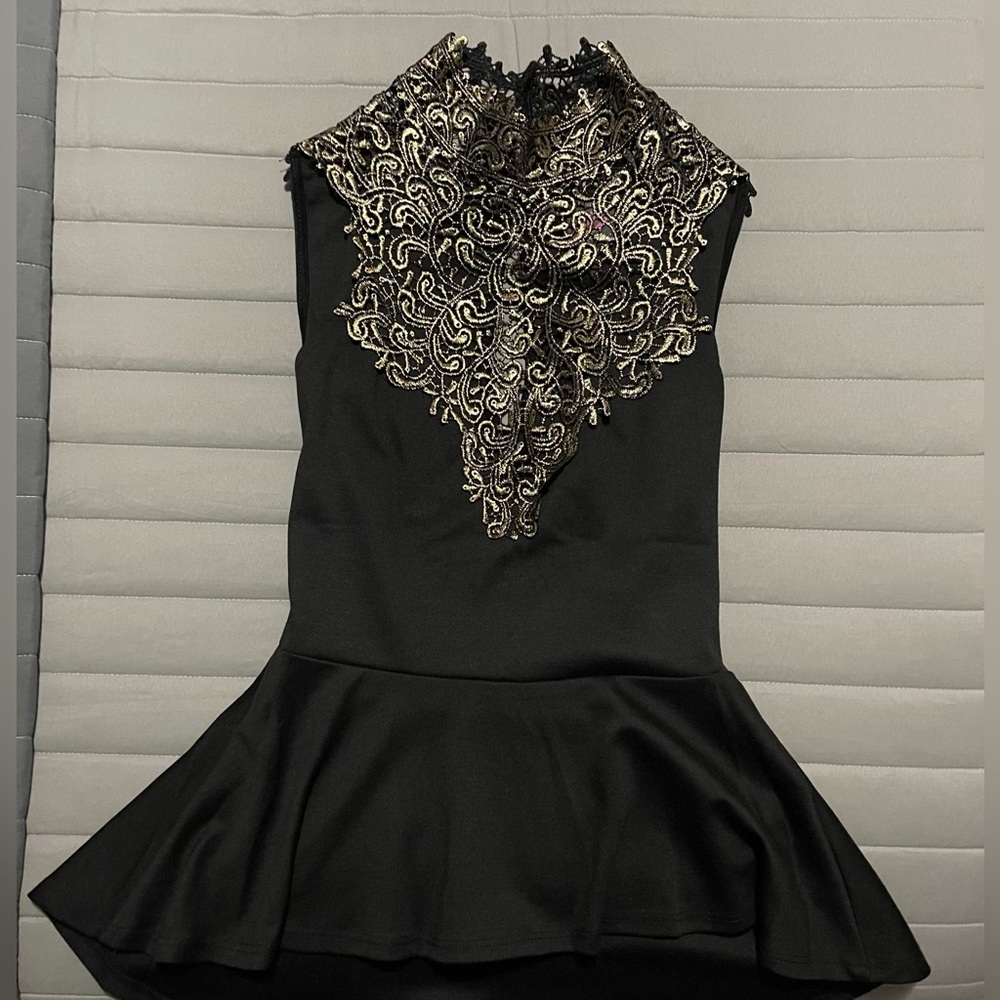 Bebe Black and gold blouse